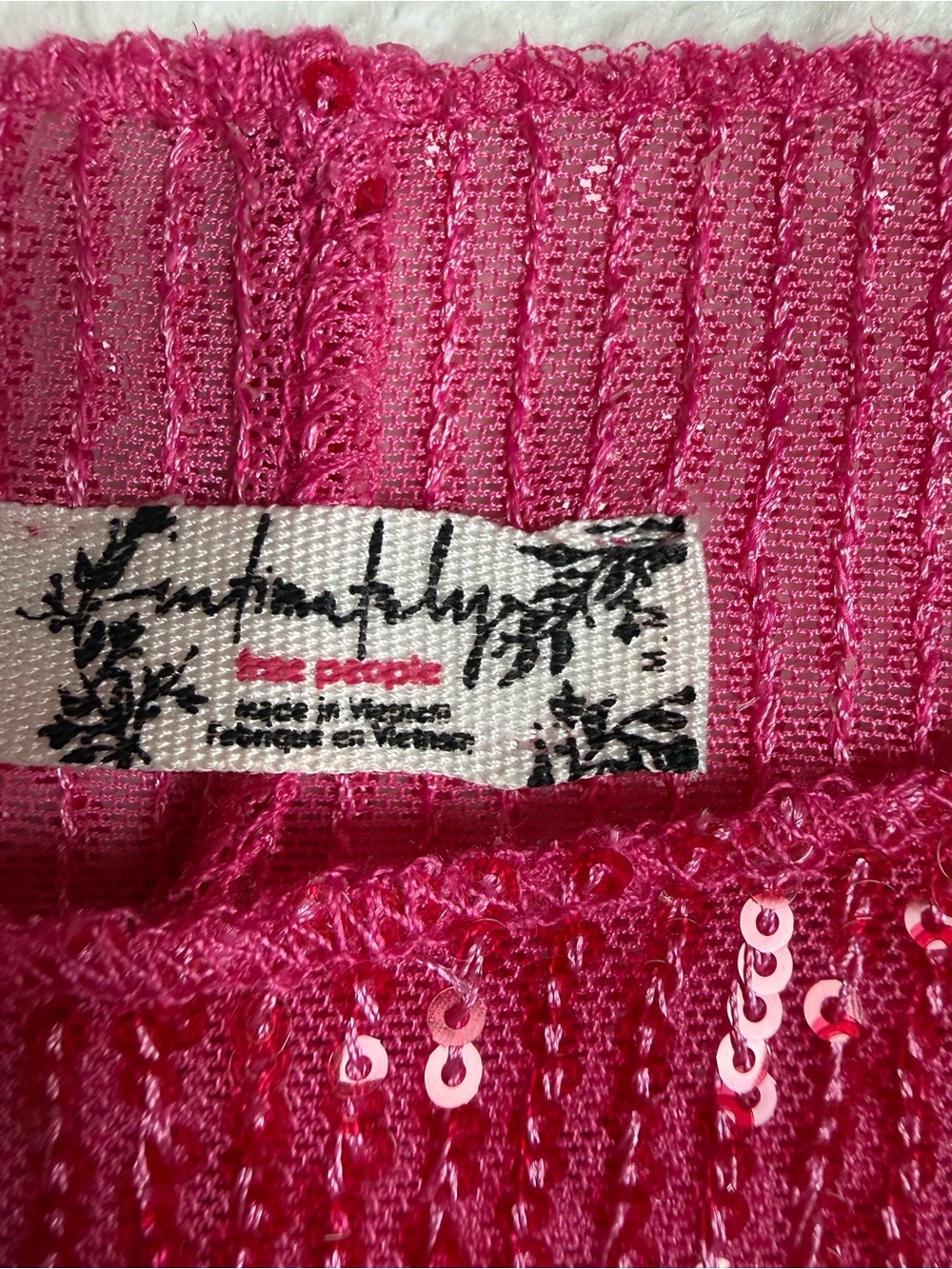 Free People Rose-Pink Sequin Long-Sleeve Crewneck Top - Picture 3 of 7